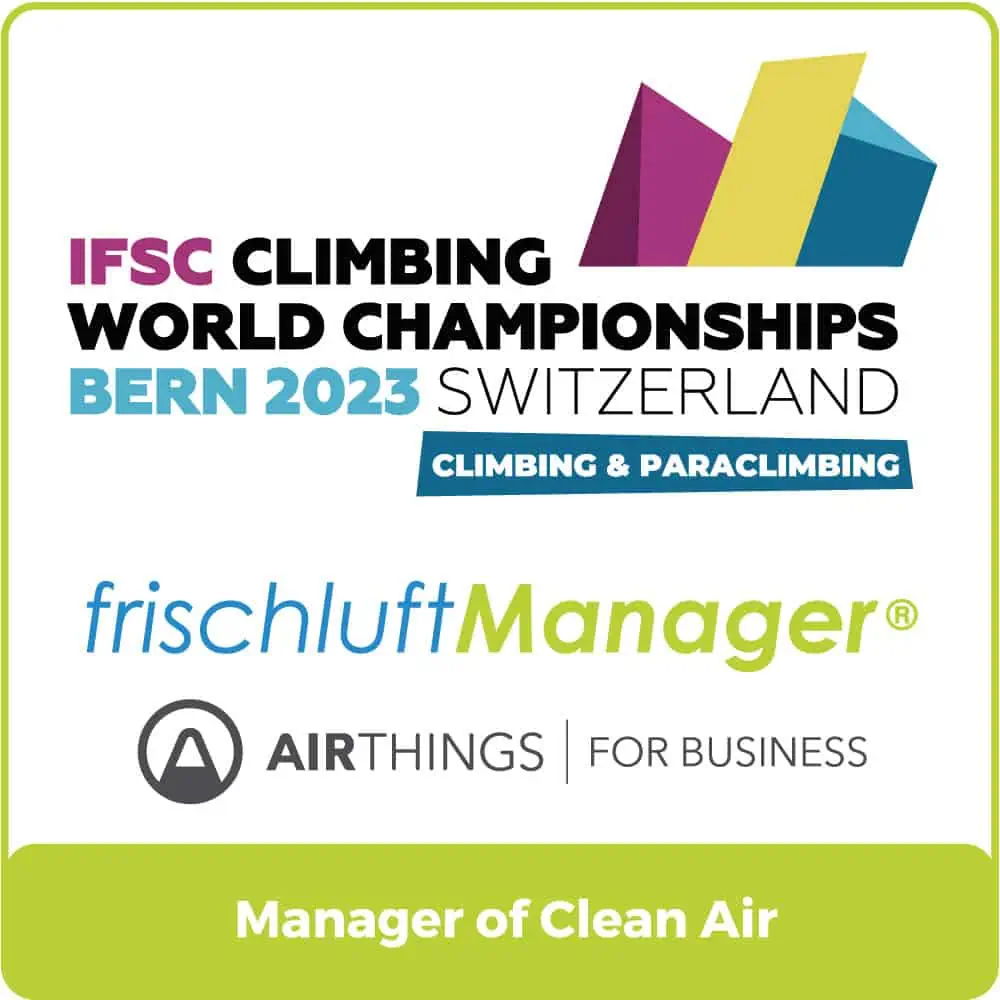 Partner Logos Kletter WM in Bern 2023 Actovent, Frischluftmanager und Airthings
